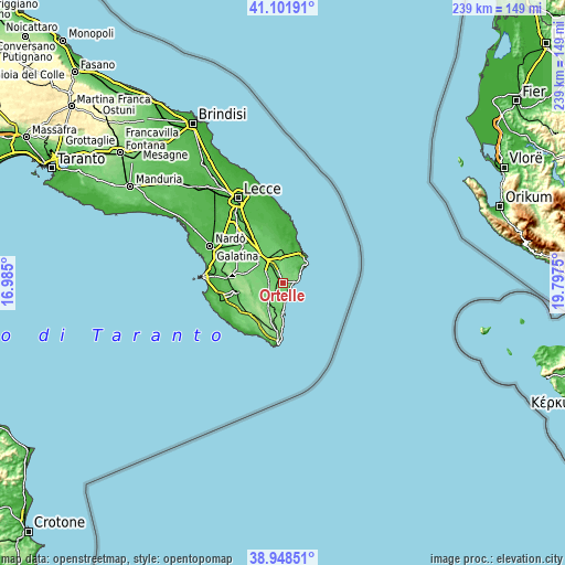 Topographic map of Ortelle