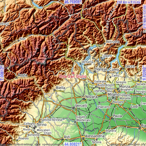 Topographic map of Orta San Giulio