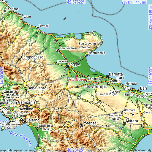 Topographic map of Orta Nova