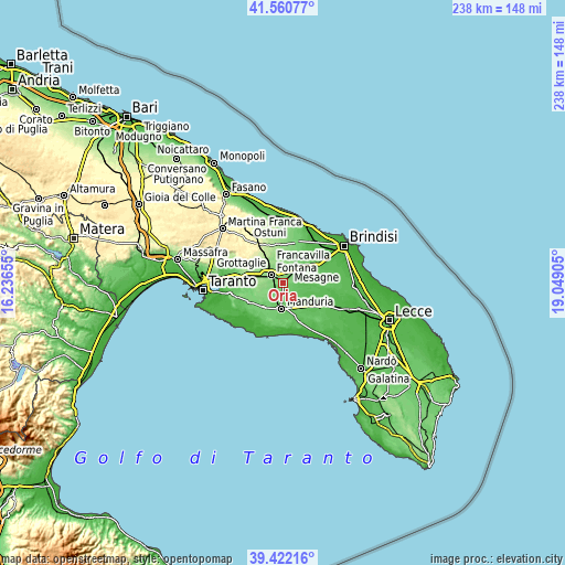 Topographic map of Oria