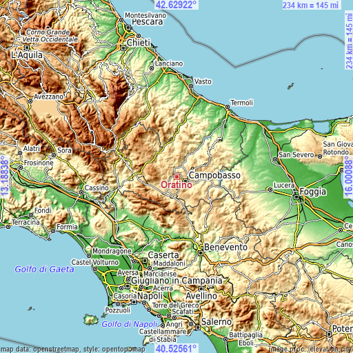 Topographic map of Oratino