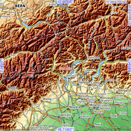 Topographic map of Cursolo