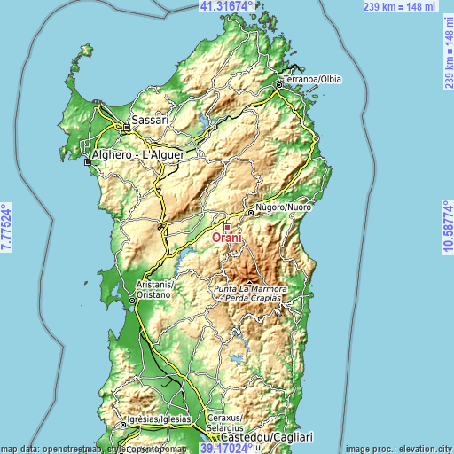 Topographic map of Orani