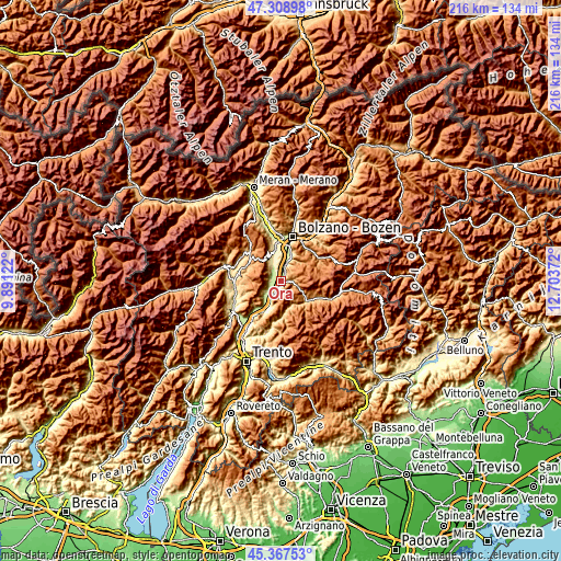 Topographic map of Ora