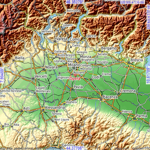 Topographic map of Opera