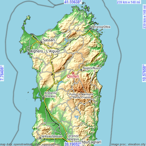 Topographic map of Oniferi