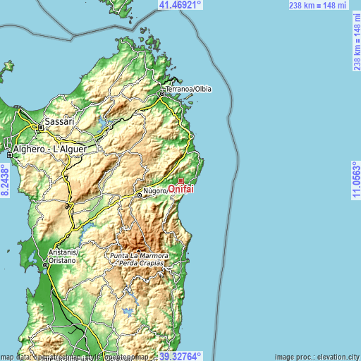 Topographic map of Onifai