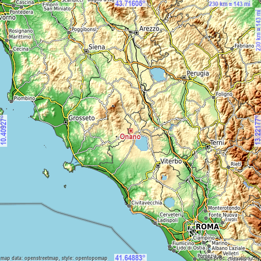 Topographic map of Onano