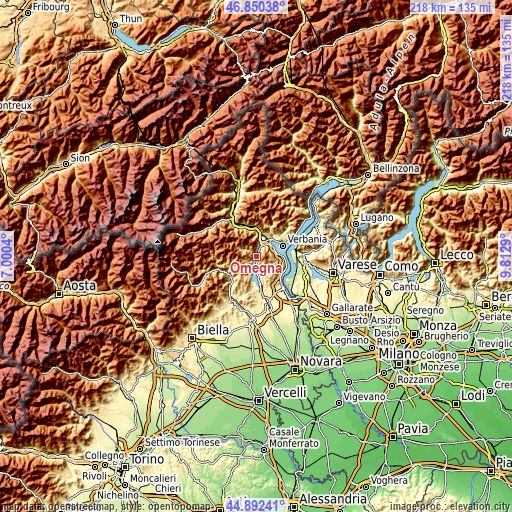 Topographic map of Omegna