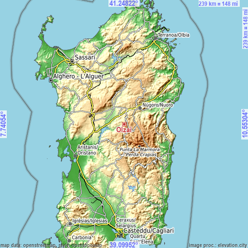 Topographic map of Olzai