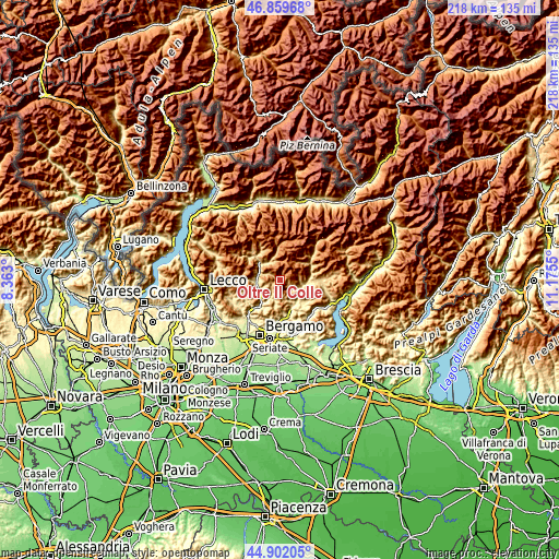 Topographic map of Oltre Il Colle