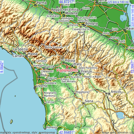 Topographic map of Vignole-Olmi