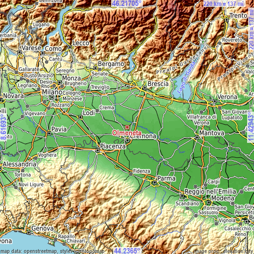 Topographic map of Olmeneta