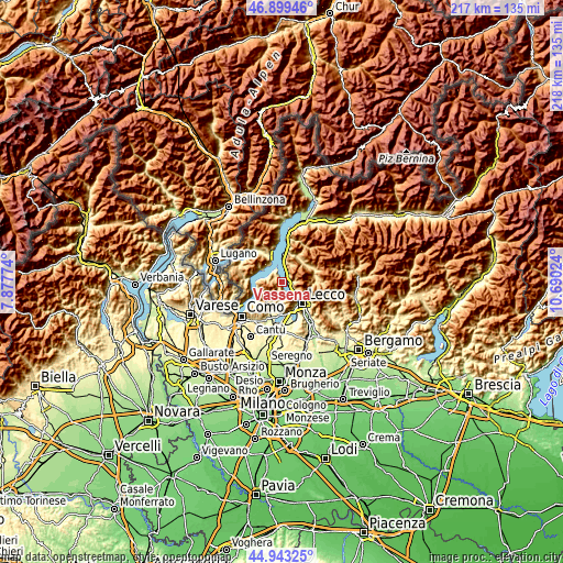 Topographic map of Vassena