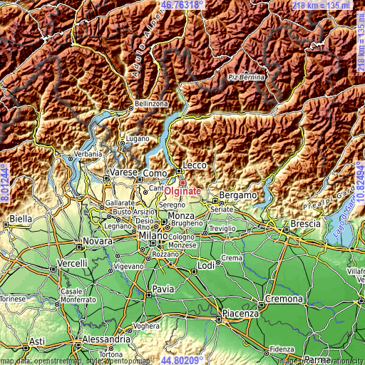 Topographic map of Olginate