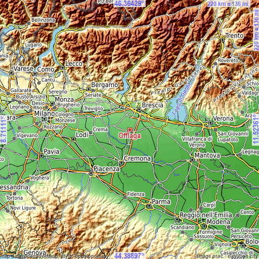 Topographic map of Offlaga