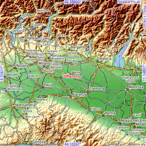 Topographic map of Offanengo