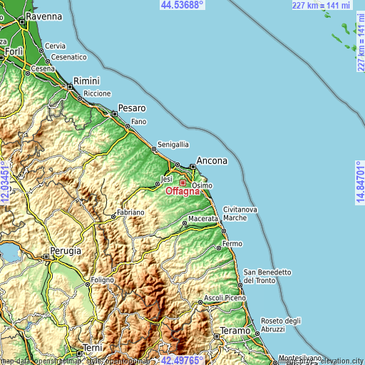 Topographic map of Offagna