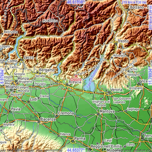 Topographic map of Odolo