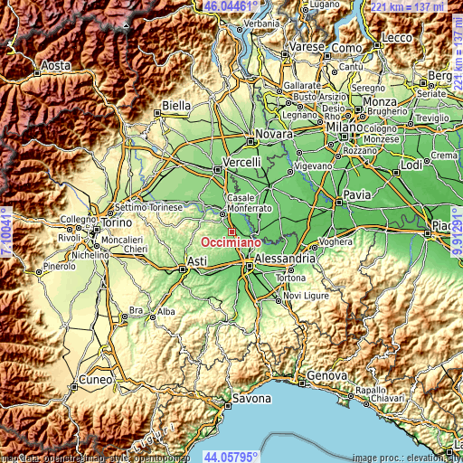 Topographic map of Occimiano