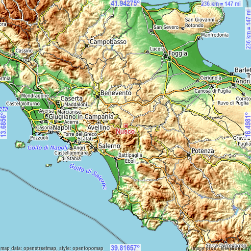 Topographic map of Nusco