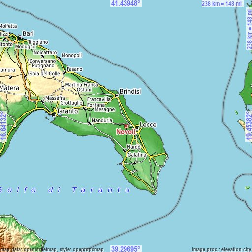 Topographic map of Novoli