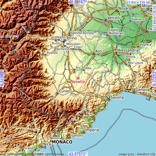 Topographic map of Novello