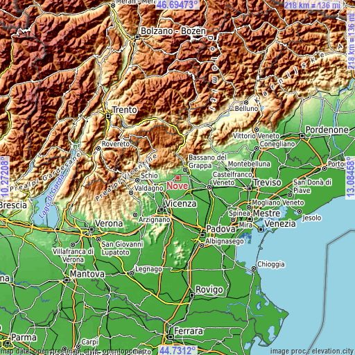 Topographic map of Nove