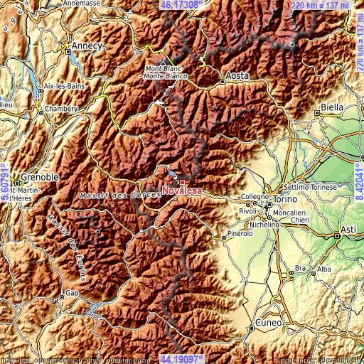 Topographic map of Novalesa