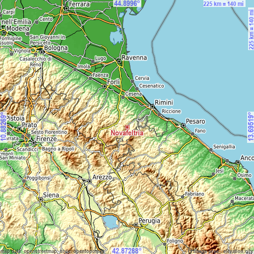 Topographic map of Novafeltria