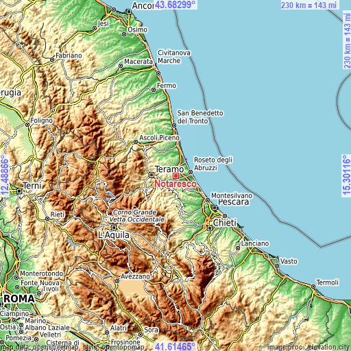 Topographic map of Notaresco