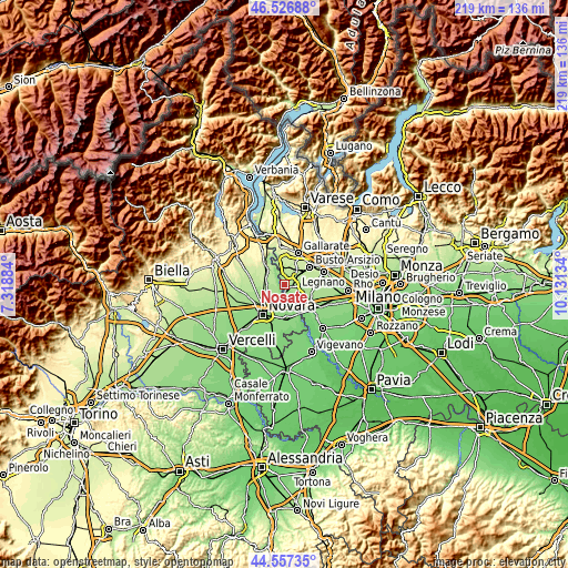 Topographic map of Nosate