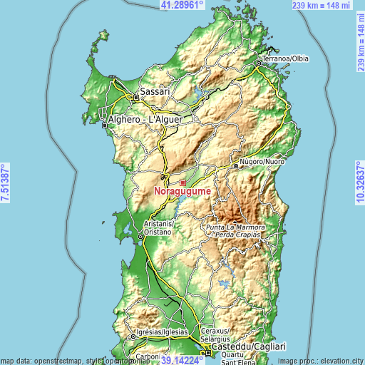 Topographic map of Noragugume