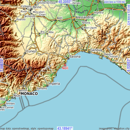 Topographic map of Noli