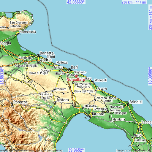 Topographic map of Noicattaro