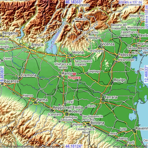 Topographic map of Nogara