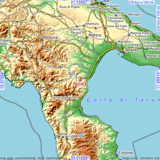 Topographic map of Nocara