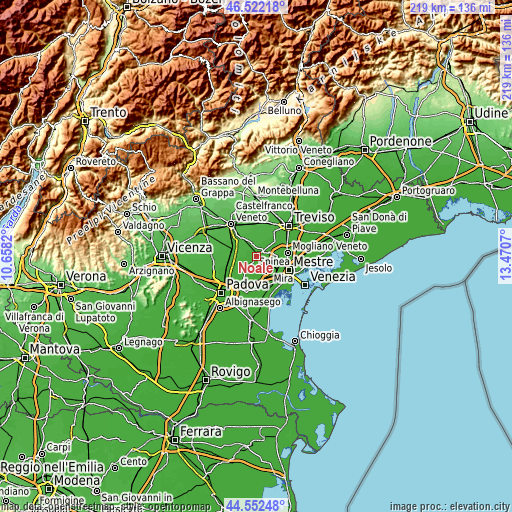 Topographic map of Noale