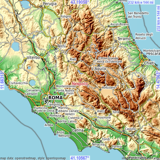 Topographic map of Nespolo