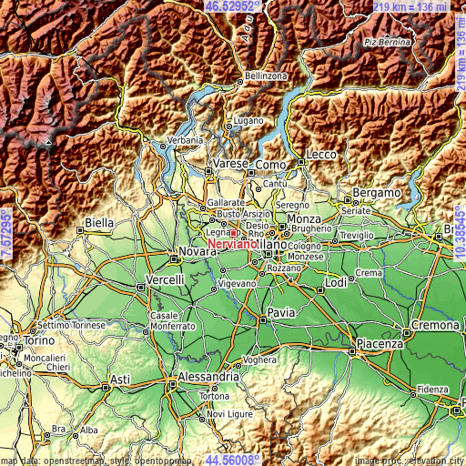 Topographic map of Nerviano