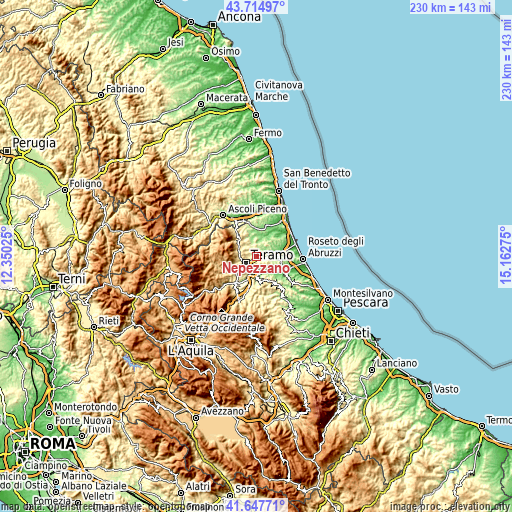 Topographic map of Nepezzano