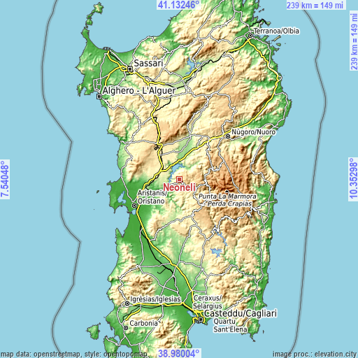 Topographic map of Neoneli