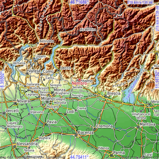 Topographic map of Nembro