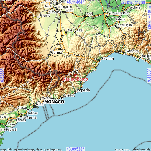 Topographic map of Nasino-Borgo