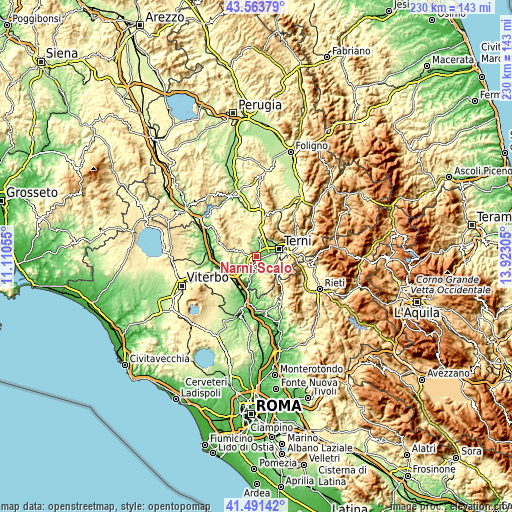 Topographic map of Narni Scalo