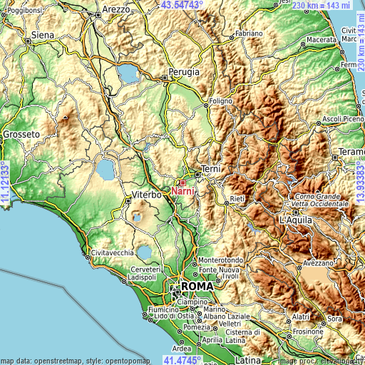 Topographic map of Narni