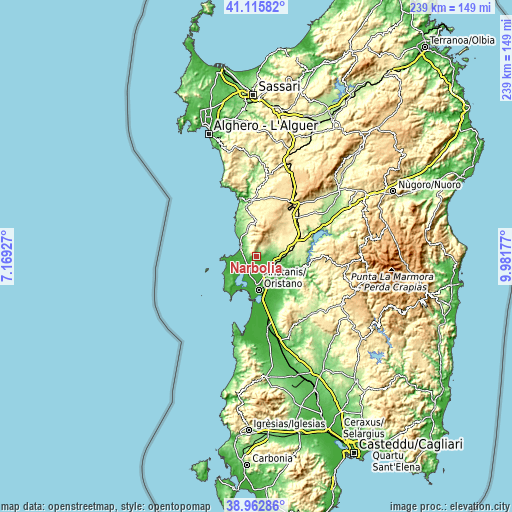 Topographic map of Narbolia