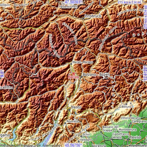 Topographic map of Nalles