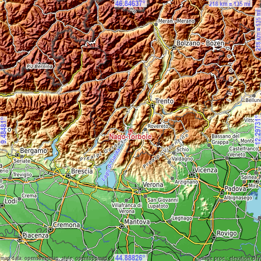 Topographic map of Nago-Torbole