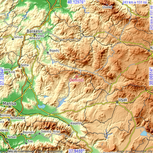 Topographic map of Demirci